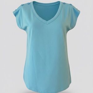 Sky Blue V-Neck Women's Top